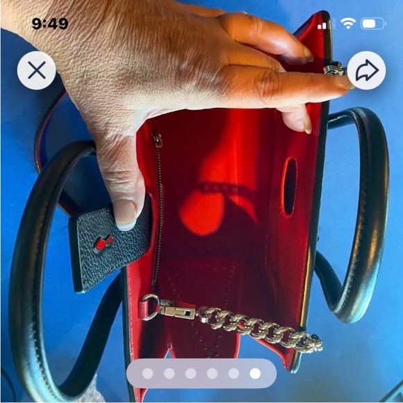 Christian Louboutin Black and Red Chain Shoulder Bag - Picture 6 of 6